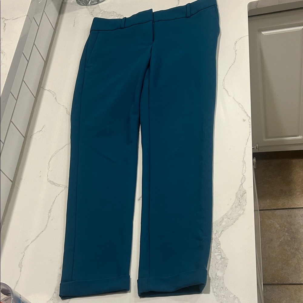 LOFT Teal Slim Through the Leg Dress Pants